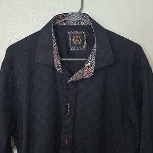A 21 | Black Cotton Contrasting Cuffs Collar Dress Shirt Size XL